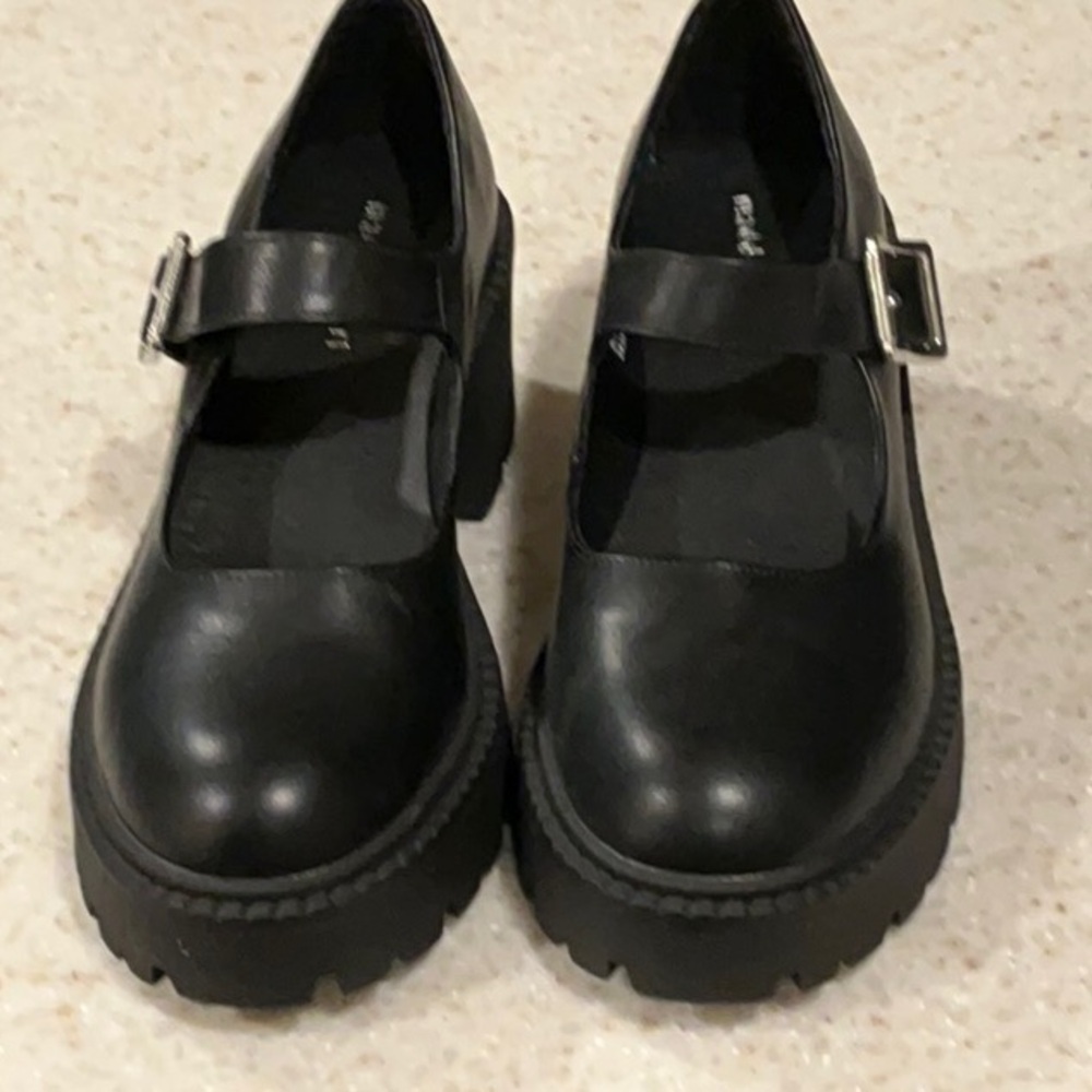 Black Chunky Mary Jane Shoes